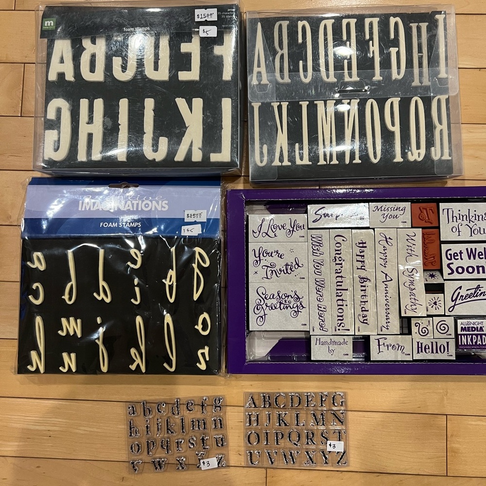 Assorted foam stamps and clear stamps